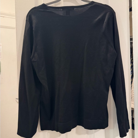 August Silk Black Cardigan Sweater Women's Size XL Silk Blend Button Up - Picture 2 of 3